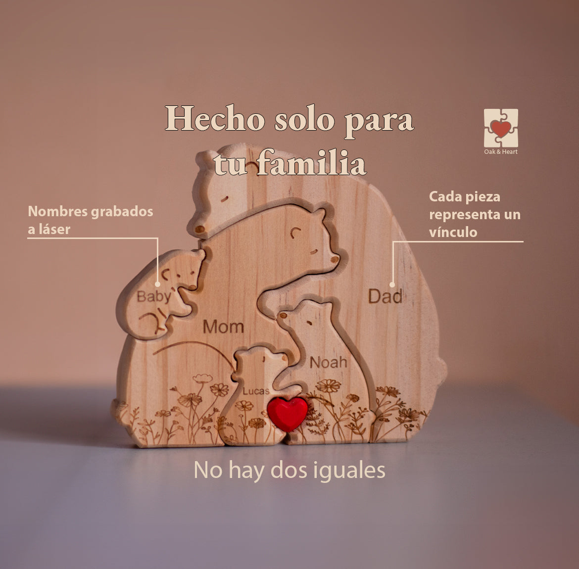 Rompecabezas de madera con nombres personalizados