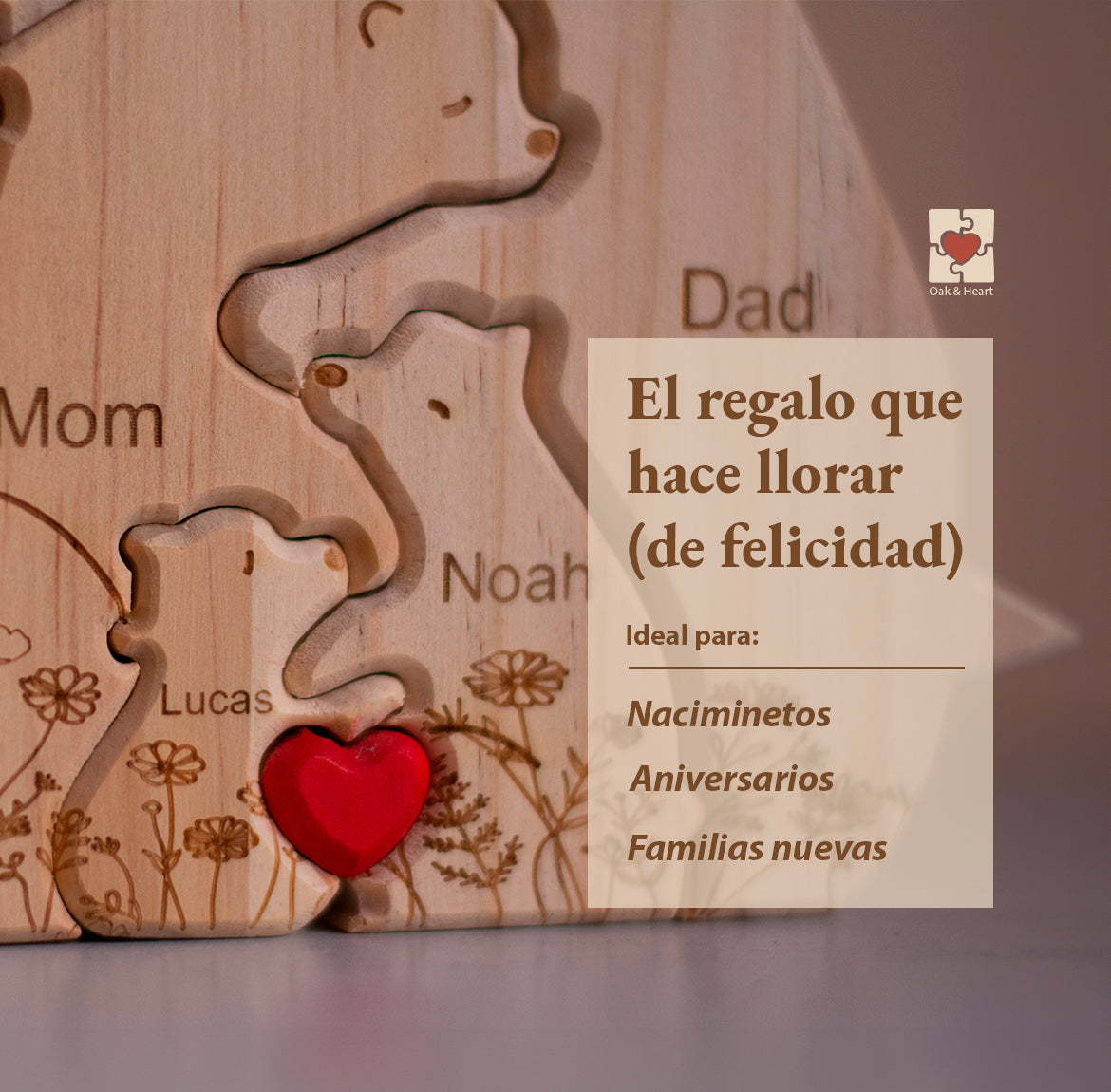 Rompecabezas de madera con nombres personalizados