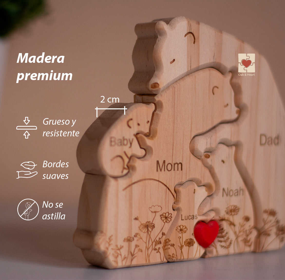 Rompecabezas de madera con nombres personalizados