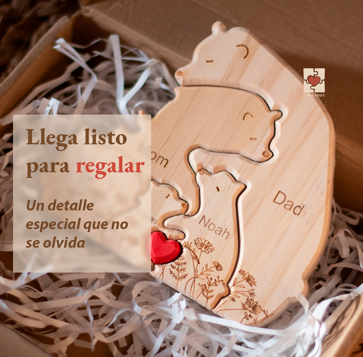 Rompecabezas de madera con nombres personalizados